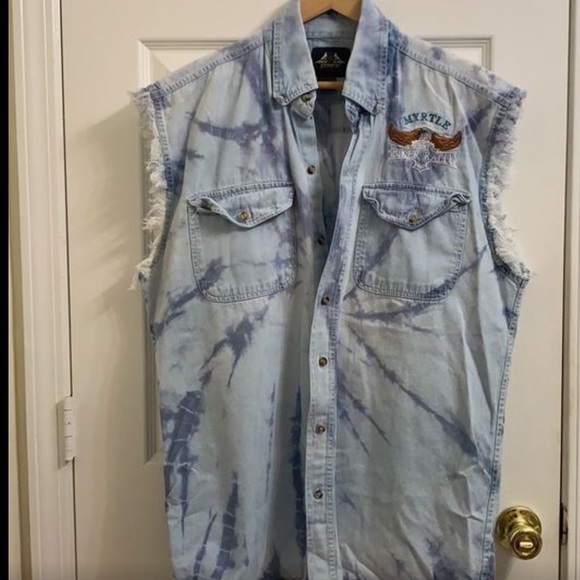 USA Biker Design Biker Rally Frayed, Sleeveless MYRTLE BEACH 2011 Shirt, sz. L. - Picture 9 of 12